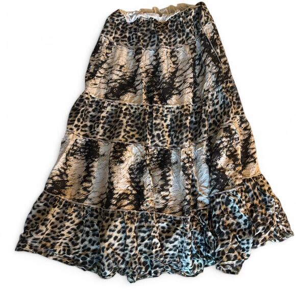 Leopard Print Ruffled Tiered Midi Skirt - Picture 3 of 4